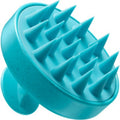 Scalp massage brush with teal bristle spikes