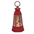 7-inch lighted lantern with cardinal shimmer inside, red metal