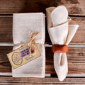 Natural cotton table napkins, folded set with stitched edges, 14 x 14 in (pack of 4)
