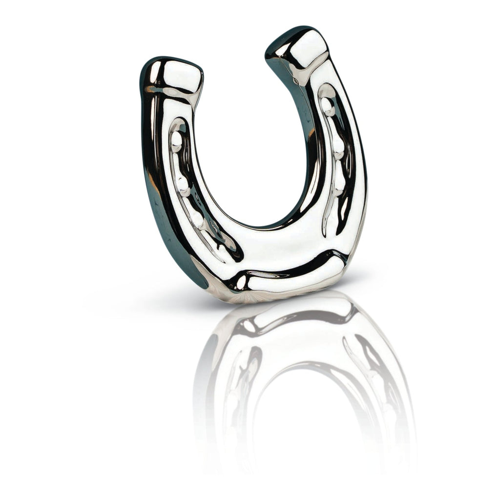 Polished silver horseshoe-shaped decorative holder