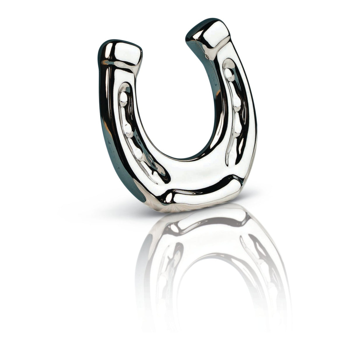 Polished silver horseshoe-shaped decorative holder