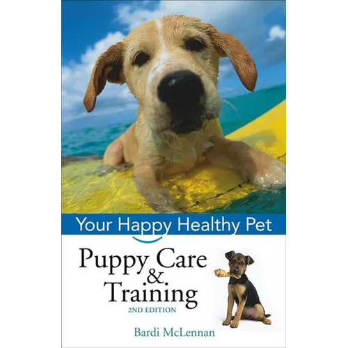 Hardcover puppy care and training book cover with tan puppy and dog photo