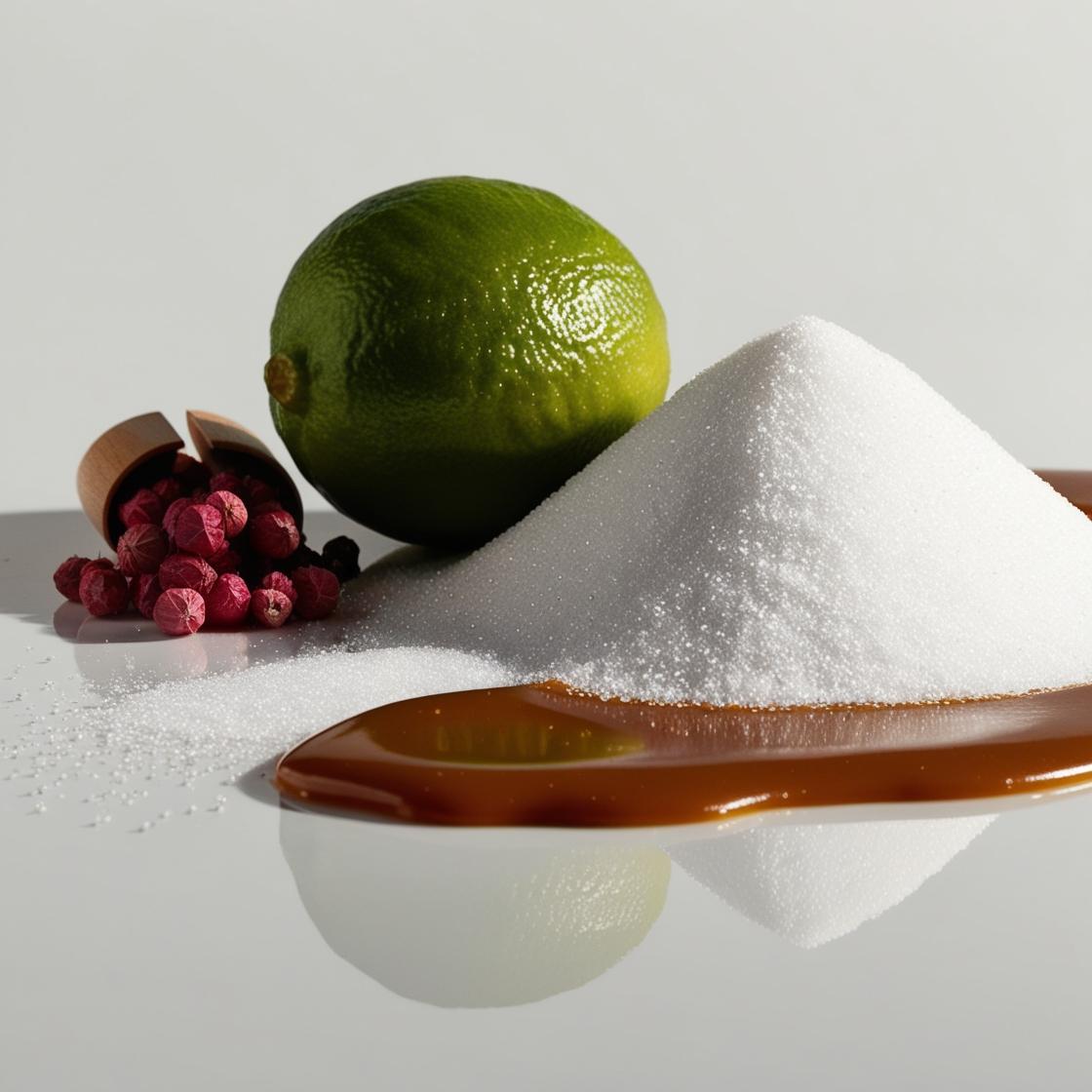 Amber perfume splash with glossy surface and powdered texture