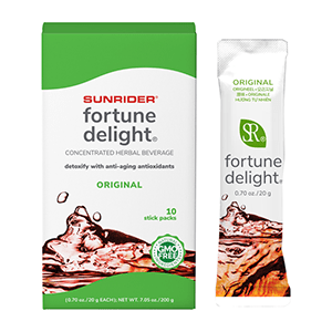 Herbal tea stick pack box with Original Fortune Delight sachet, 10-count