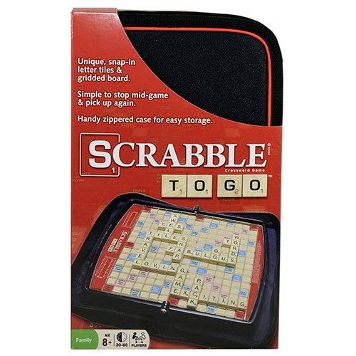 Portable Scrabble board game with zippered case and letter tile grid board
