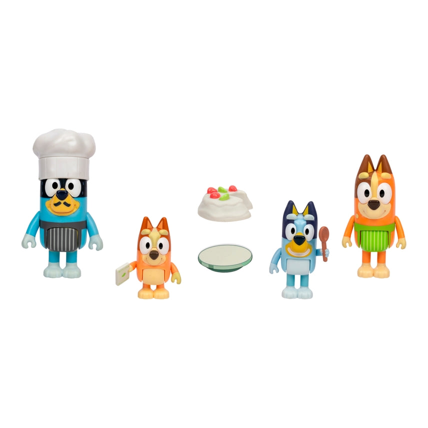 Bluey Pavlova chef set with four character chef figures and kitchen accessories