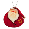 Santa dome ornament with red face, mustache, and gold star side, hanging loop