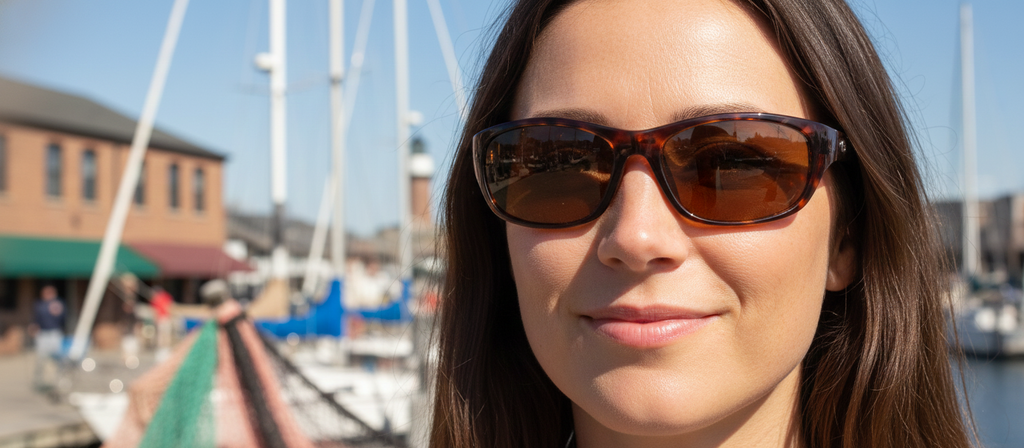 Tortoise frame amber sunglasses with square lenses