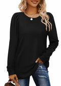 AGSEEM womens oversized black tunic sweatshirt, crew neck long sleeves