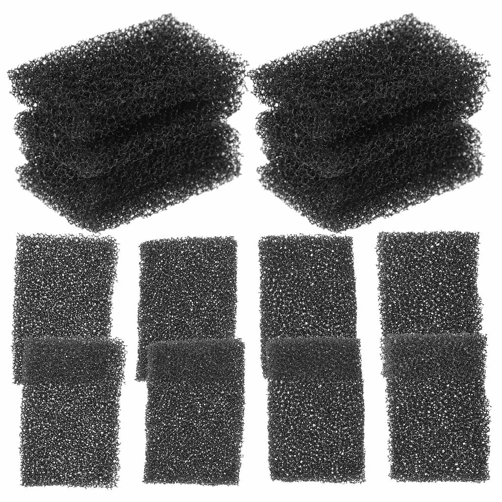 Black rectangular makeup sponge pads, neatly arranged in a set