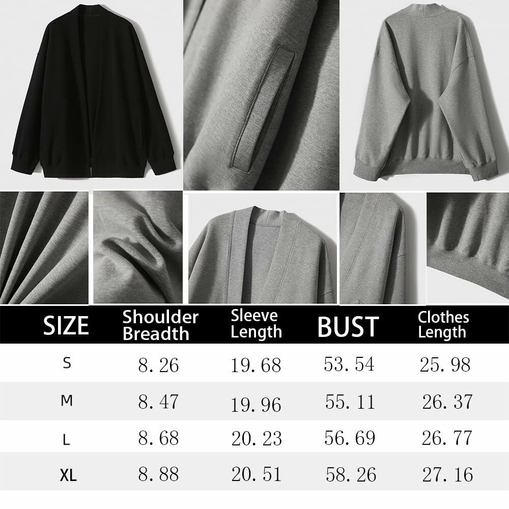 Black lightweight open-front hoodie coat close-ups with hood and sleeve detail panels