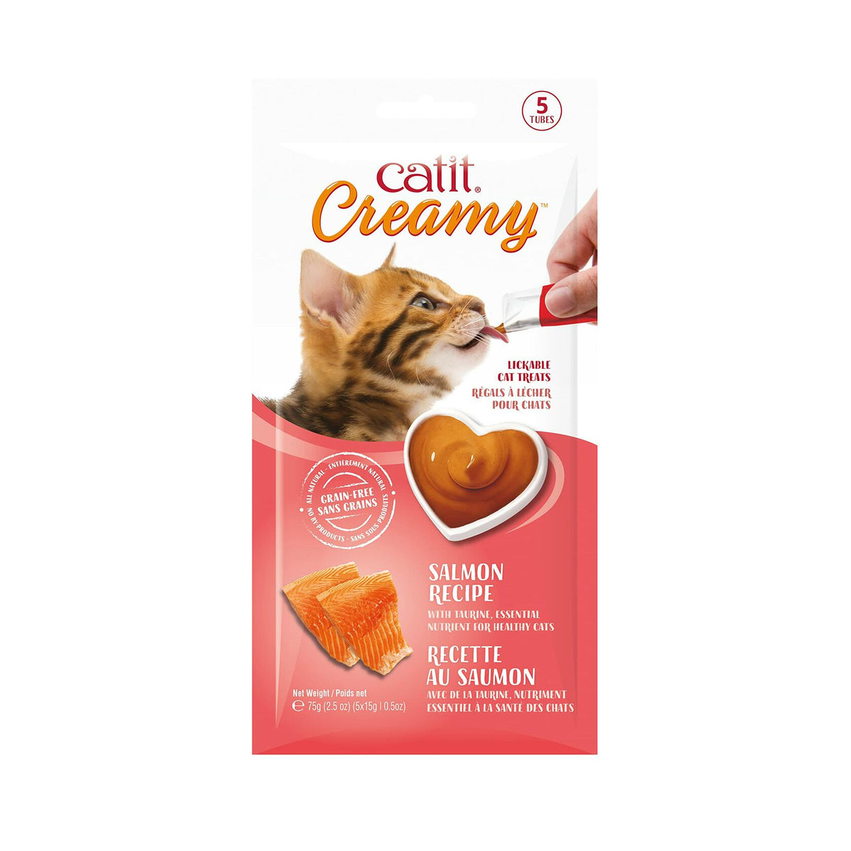 Catit Creamy lickable cat treat pouch, salmon recipe, single pack