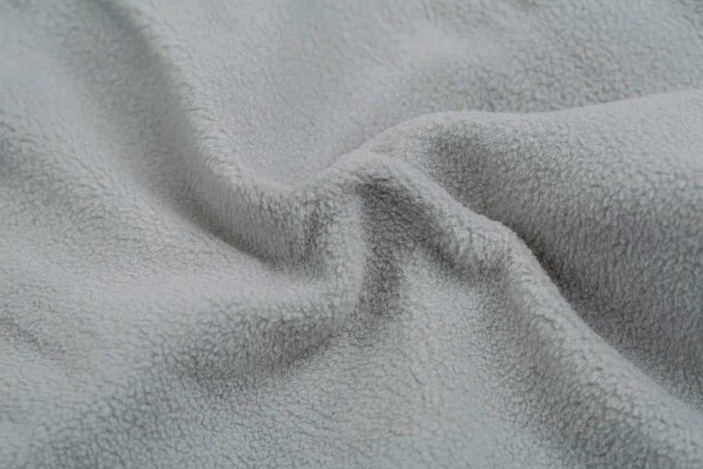 Soft gray fleece lining fabric detail