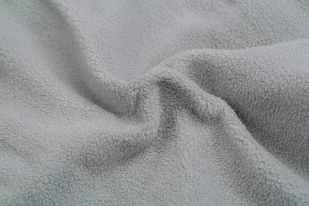 Soft gray fleece lining fabric detail