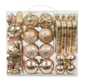 Christmas ornament bauble set in gift box, assorted champagne and gold designs
