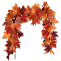 Autumn maple leaf garland strand with orange and red artificial leaves