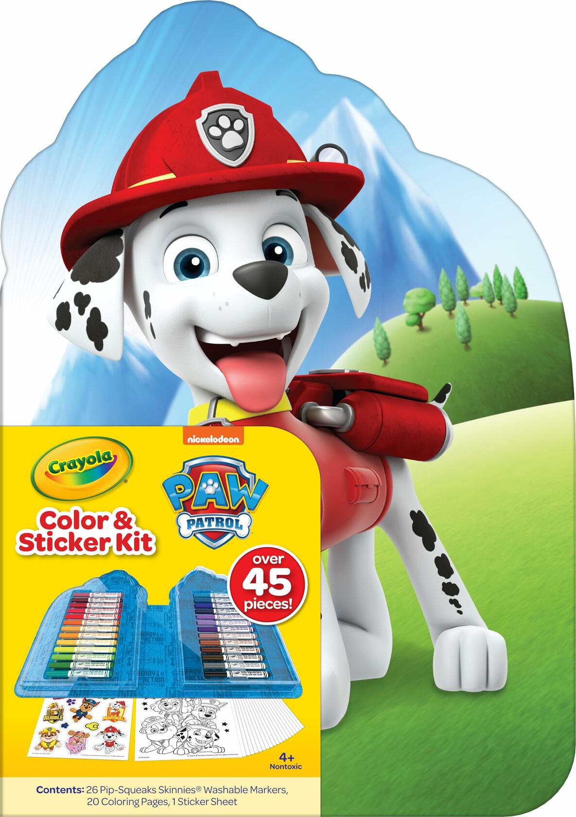 Paw Patrol Color & Sticker Kit with Crayola markers, stickers and coloring pages