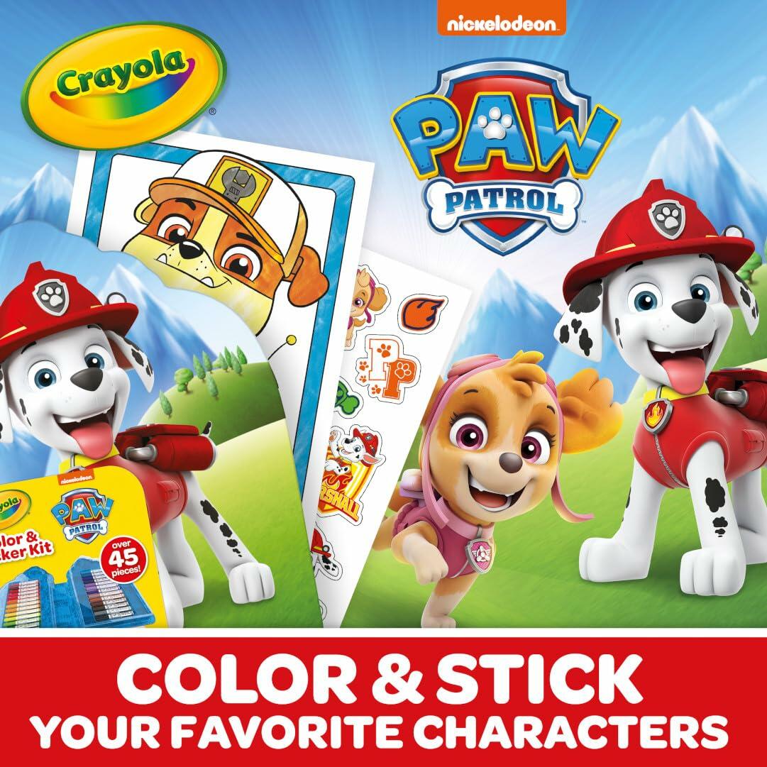 Paw Patrol Color & Stick kit with Crayola logo and character coloring sheets for kids