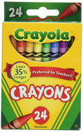 Crayola 24-count crayons assorted colors in green and yellow retail box