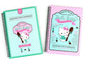 Hello Kitty hard cover ruled notebook set of 2, teal and pink spiral covers