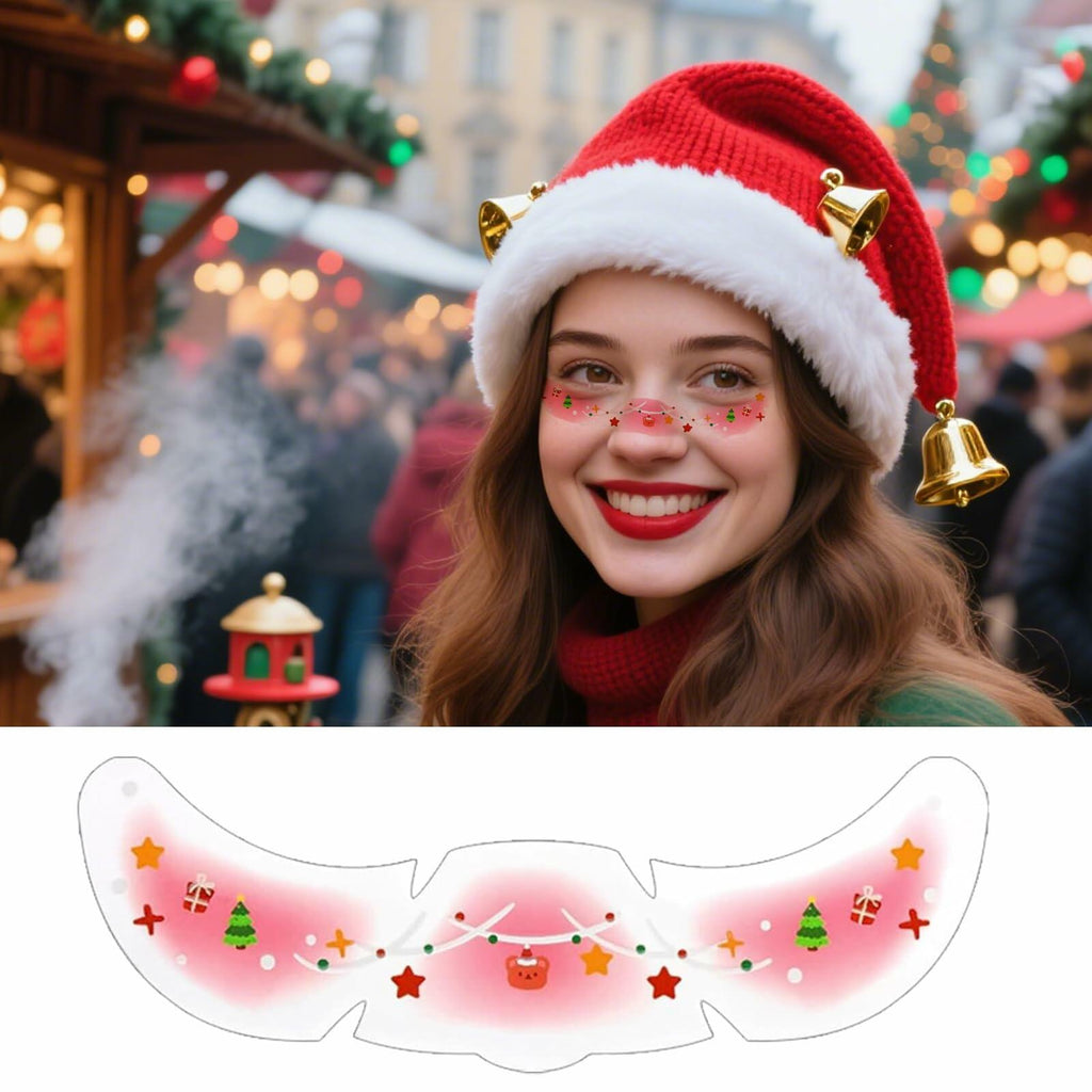 Temporary glitter freckle face tattoo patch with pink star and tree icon pattern