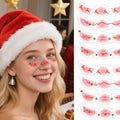 Temporary glitter freckle face tattoo patches with red skull motifs on cheeks