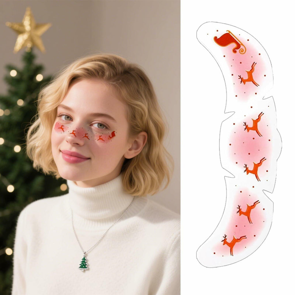 Temporary glitter freckle face tattoo patches with red dachshund silhouettes