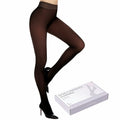 Brown fleece-lined thermal leggings, sheer look with smooth flat waistband