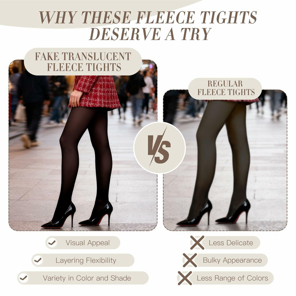 Brown fleece tights with opaque fleece-lined comfort, smooth leg silhouette