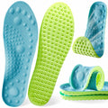 Blue and green cloud sole insoles with soft arch support and textured cushioning