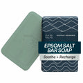 Oars + Alps Epsom Salt bar soap with box, mint-green bar, Soothe + Recharge