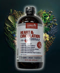 Organic heart and circulation formula in a dark bottle with a white label and black cap