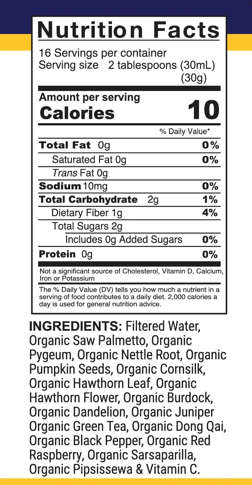 Prostate formula supplement nutrition facts and ingredients label