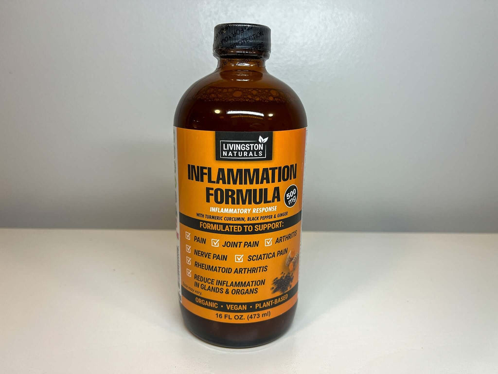 Livingston Naturals inflammation formula herbal supplement bottle with front label on display