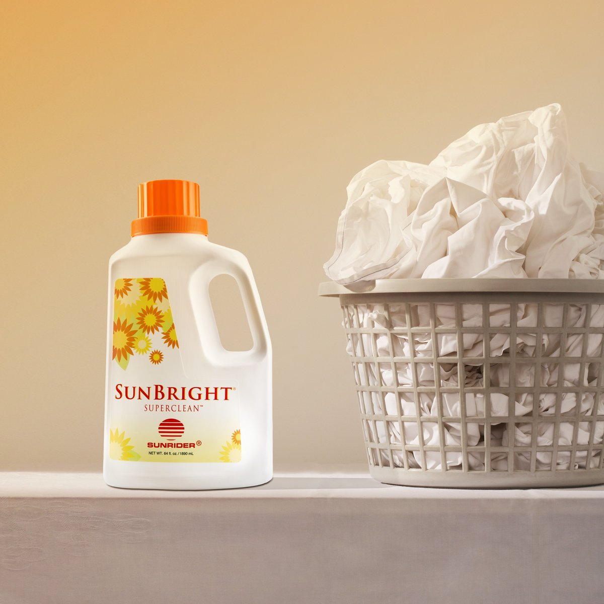 Sunrider SunBright SuperClean cleaner jug with orange cap, flower label