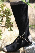 Dark grey alpaca socks with black toe and thick cuff knit