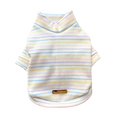 Pastel striped dog turtleneck sweater with ribbed high collar and short sleeves