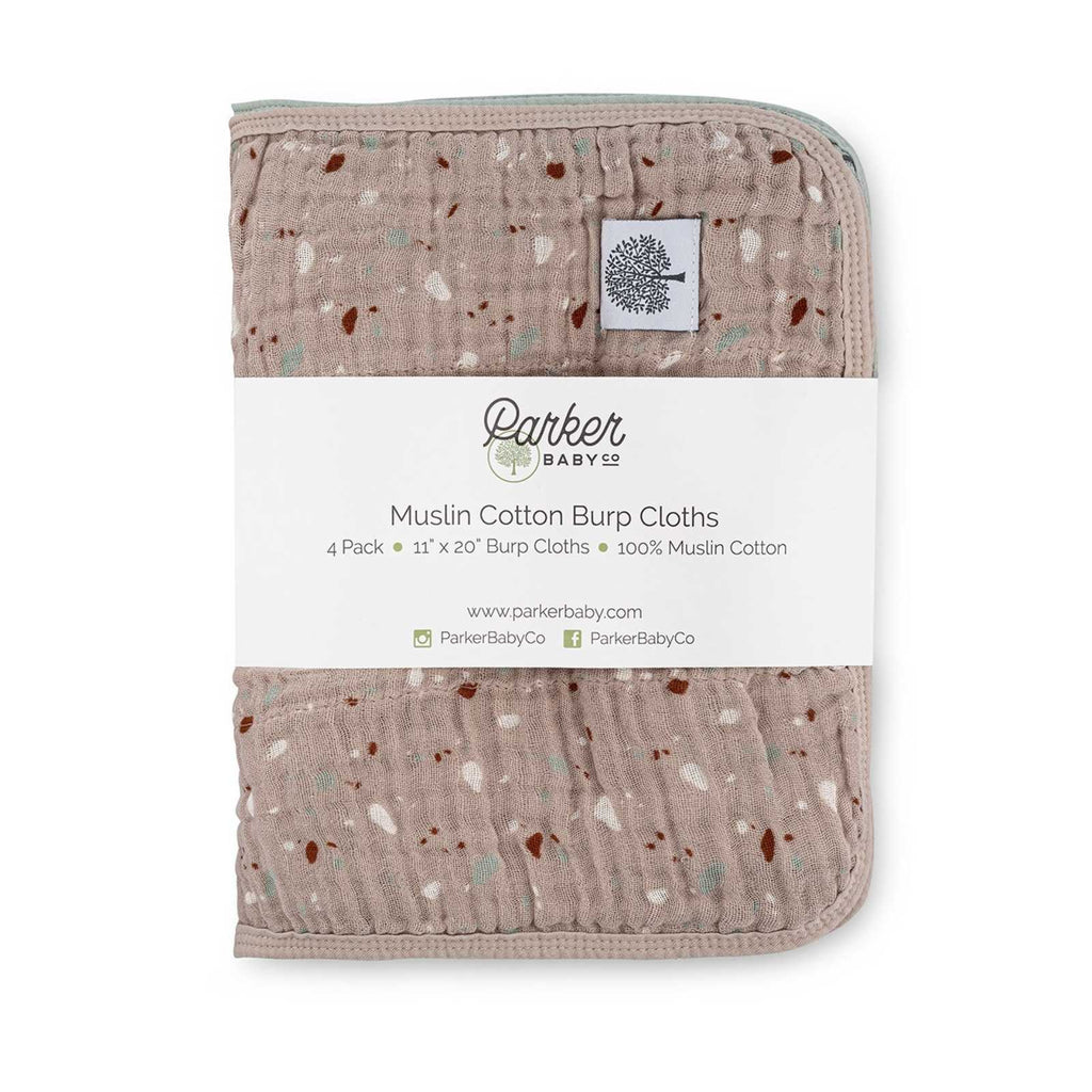 Carter's Baby Co. 4-pack muslin cotton burp cloth set, speckled pebble tone