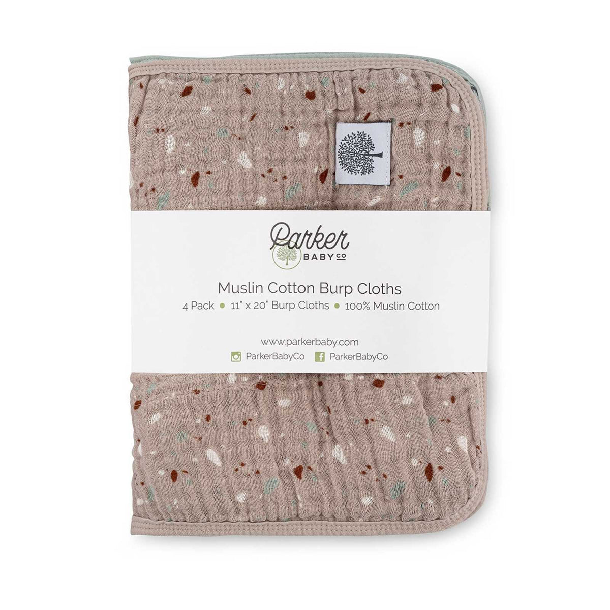Carter's Baby Co. 4-pack muslin cotton burp cloth set, speckled pebble tone