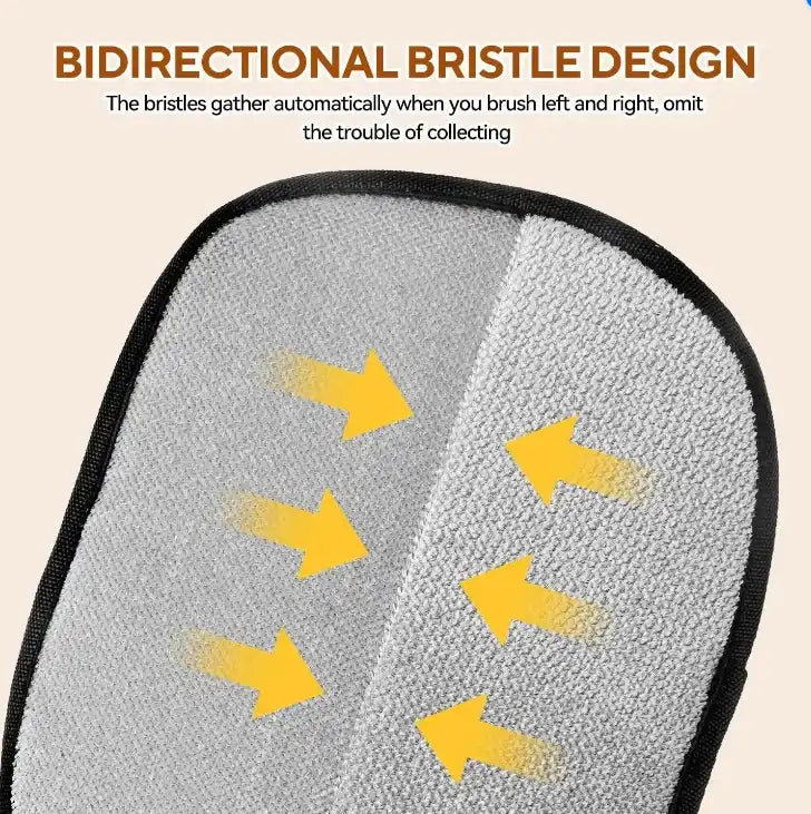 Hair removal glove close-up, textured bristle surface with neon yellow stripe details