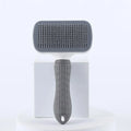 Dark gray pet slicker grooming brush with round comb head and metal pins