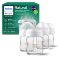 Glass baby bottles 4-pack with Natural Response nipples, slow flow, front display