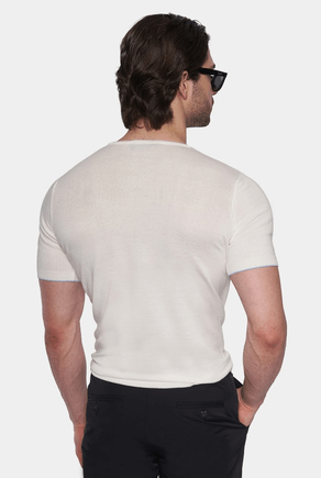 Vachetta white crewneck T-shirt, back view with short sleeves