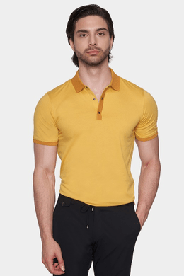 Nitro yellow cotton polo shirt with button placket and short sleeves