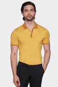 Nitro yellow cotton polo shirt with button placket and short sleeves