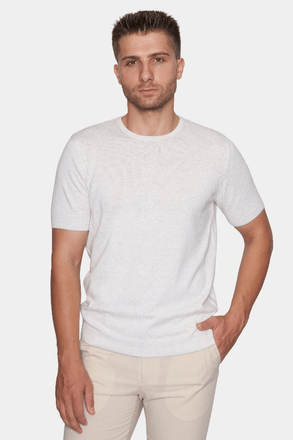 Men's heather light crew-neck T-shirt with short sleeves and fitted waist