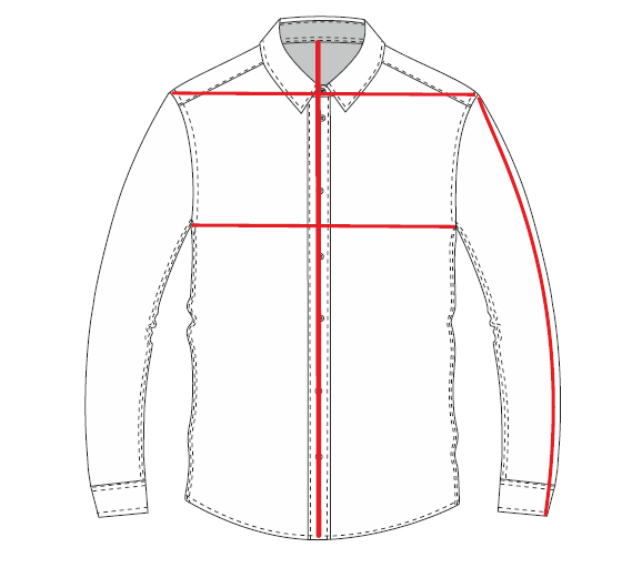 Men's lavender linen shirt sketch: long-sleeve button front with collar and cuffs