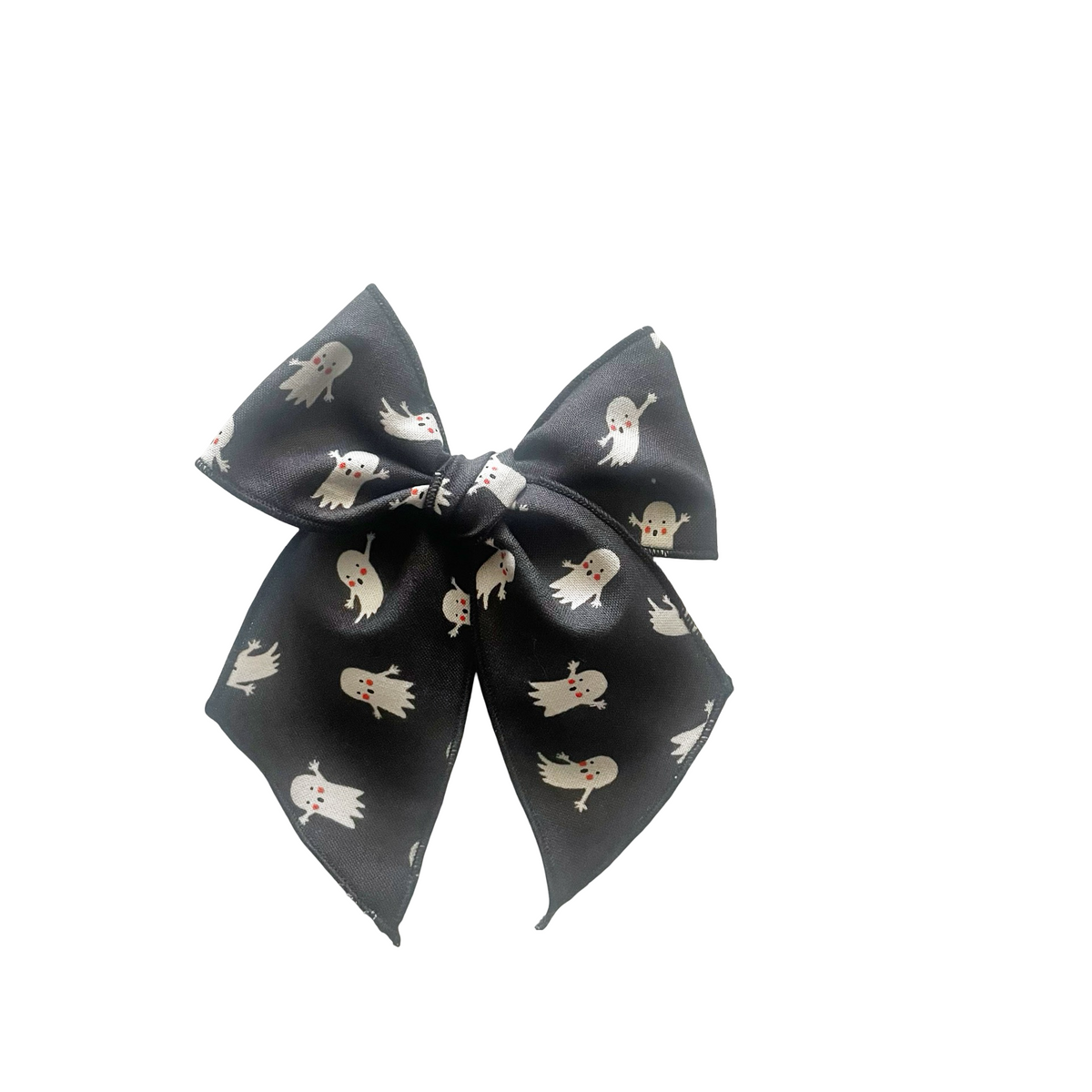 Dark ghost print hair bow with bow loop and knot detail