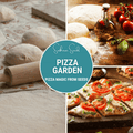 Pizza Garden seed collection with teal “Pizza Garden” label, “Pizza magic from seeds”