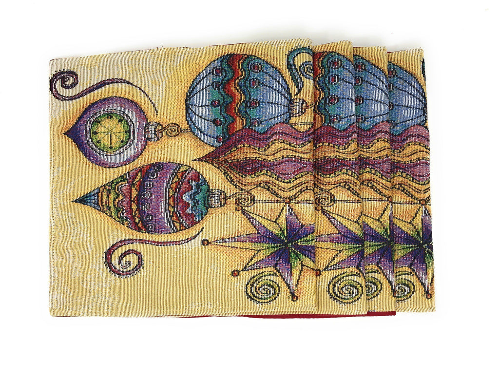 DaDa Bedding Set of 4-Pieces Starry Bohemian Lantern Ornaments Christmas Tapestry Placemats 13” x 19” (14916)